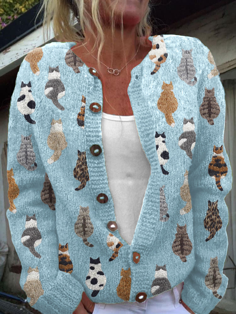Charlotte Cozy Cat Print Cardigan