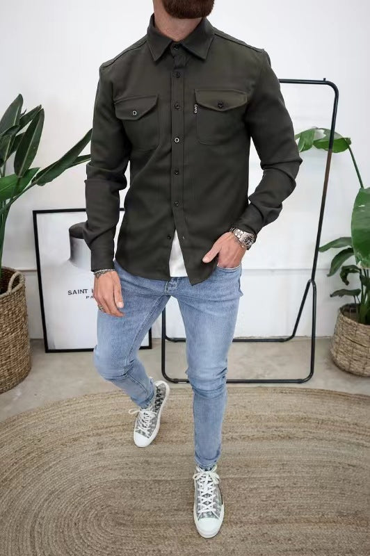 Elias - Beige overshirt med modern stil