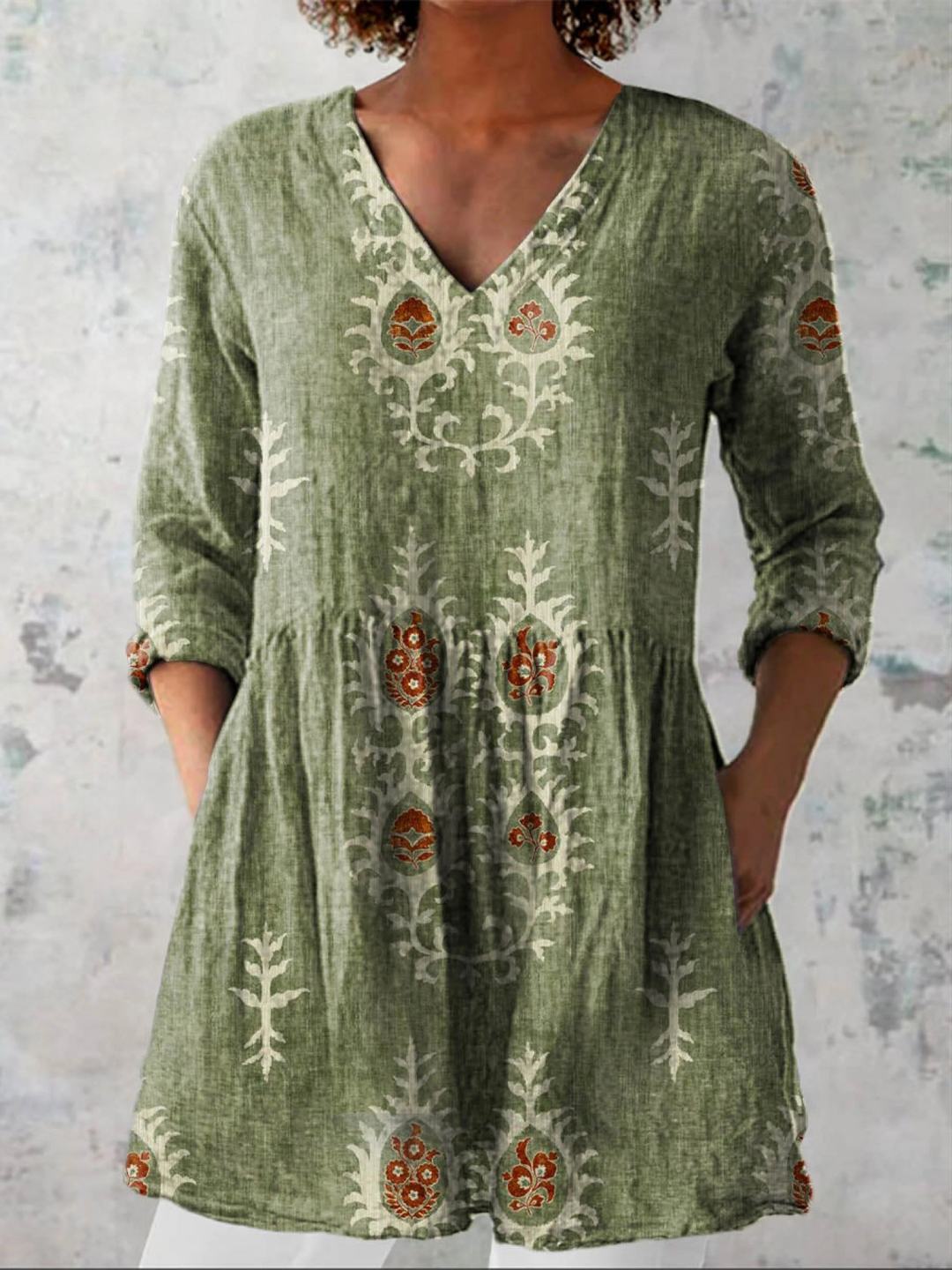 Via - Long Blouse with Bold Pattern