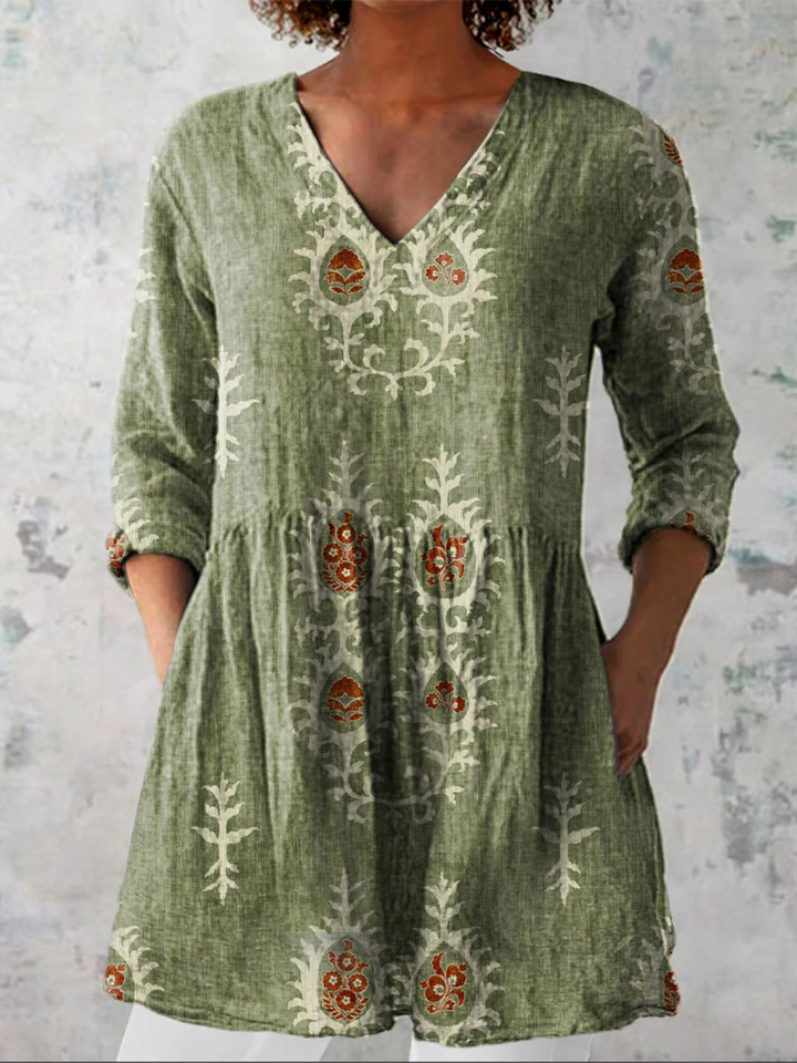 Via - Long Blouse with Bold Pattern