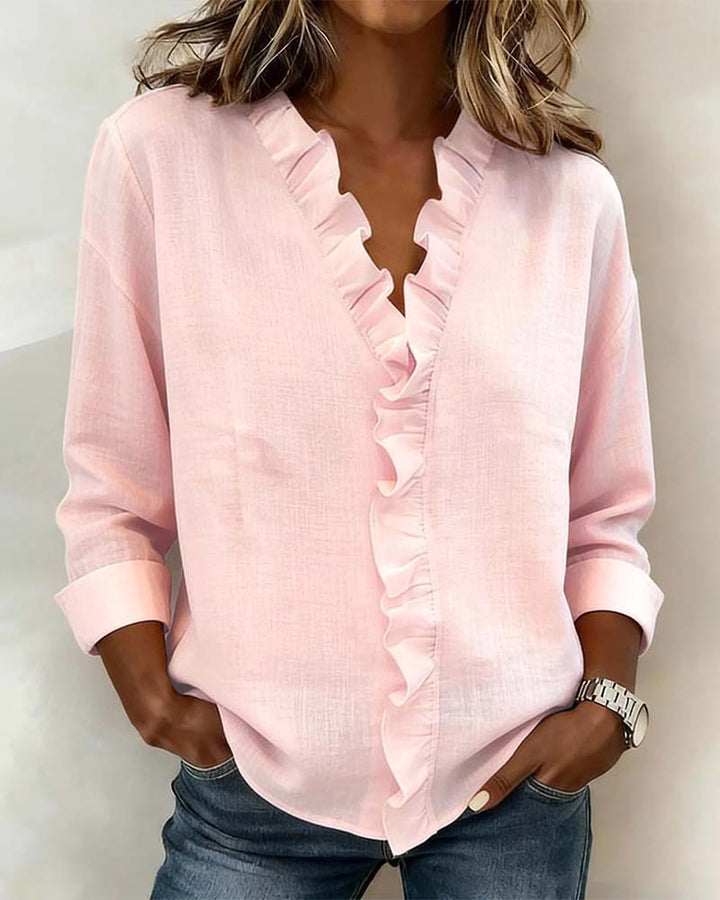 Velisse – Romantisk blus med eleganta volanger | 1+1 GRATIS idag