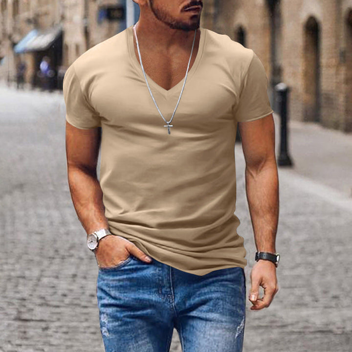 Arvid – Svart V-Hals T-shirt för Dagligt Komfort