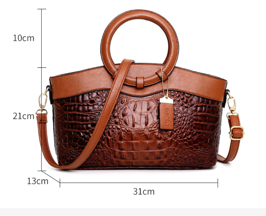 Amalia – Bicolor Crocodile Texture Handbag