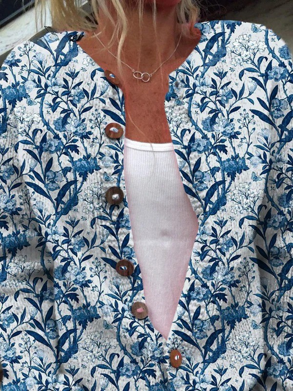 Tiverly Vintage Floral Button-Front Cardigan