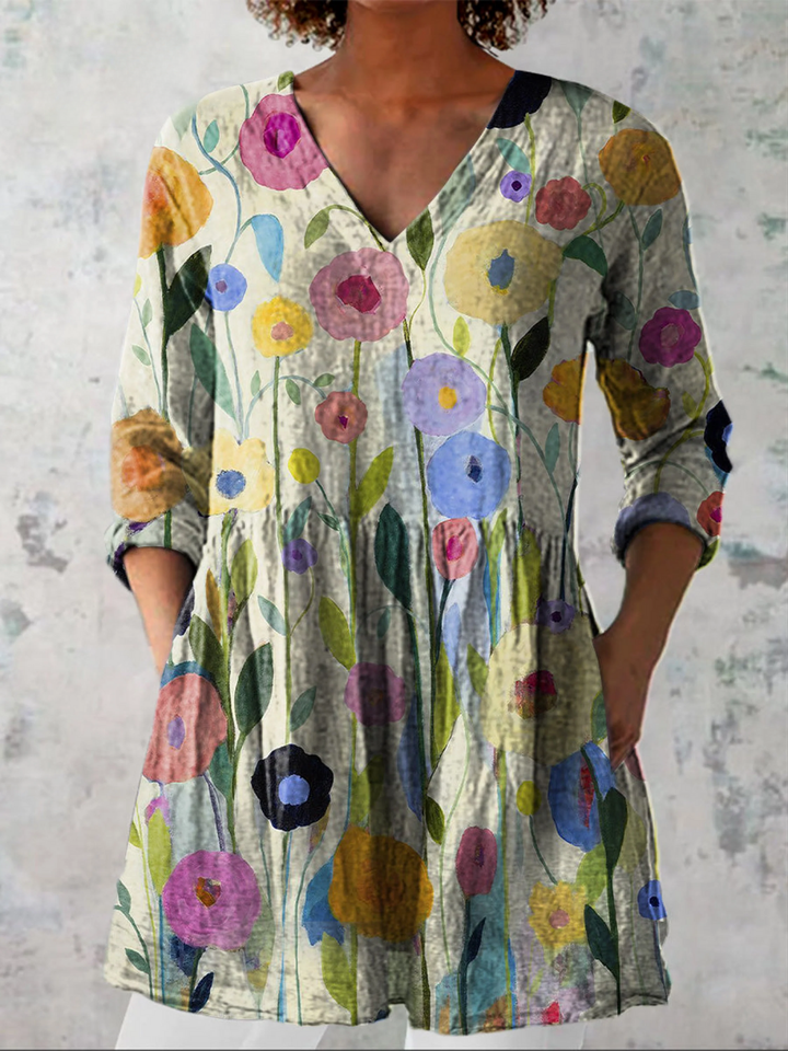 Kyrie - Long Blouse with Bold Pattern