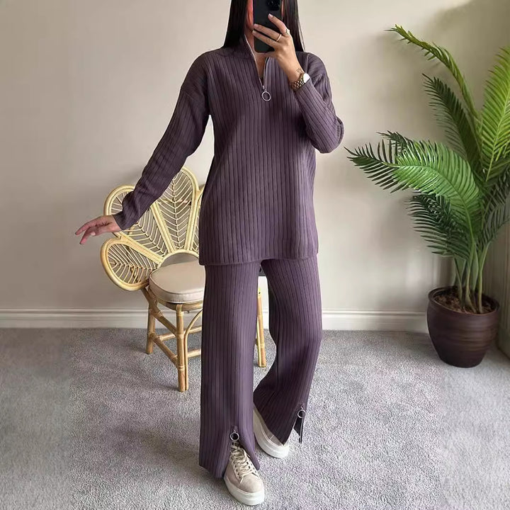 Livia - Bekvämt ribbstickat set för en stilren look