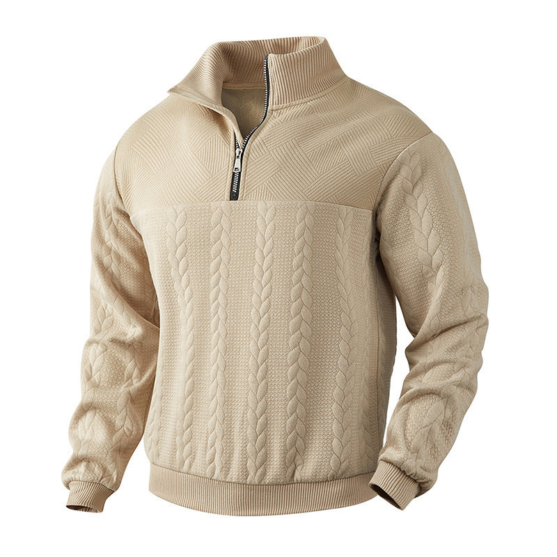 Sanderik - Beige halvdraget tröja med raffinerad struktur