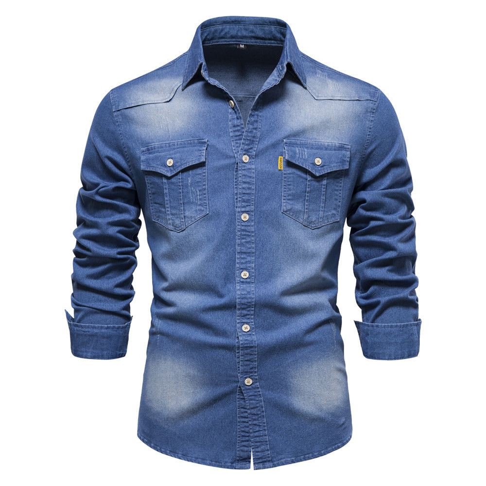 Levi -Zwart denim overhemd met stoere uitstraling
