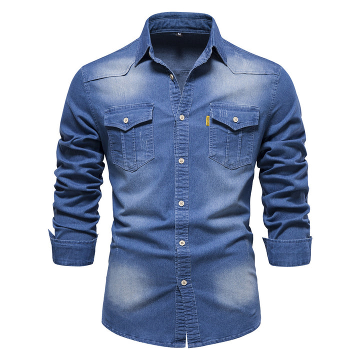 Levi -Zwart denim overhemd met stoere uitstraling