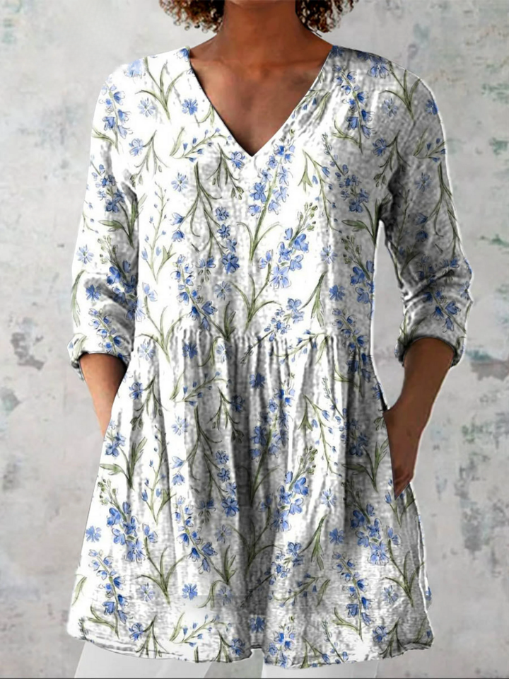 Elle - Long Blouse with Bold Pattern