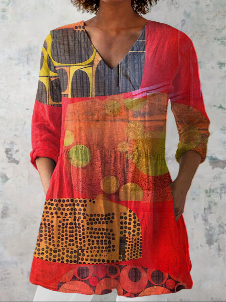 Lany - Long Blouse with Bold Pattern