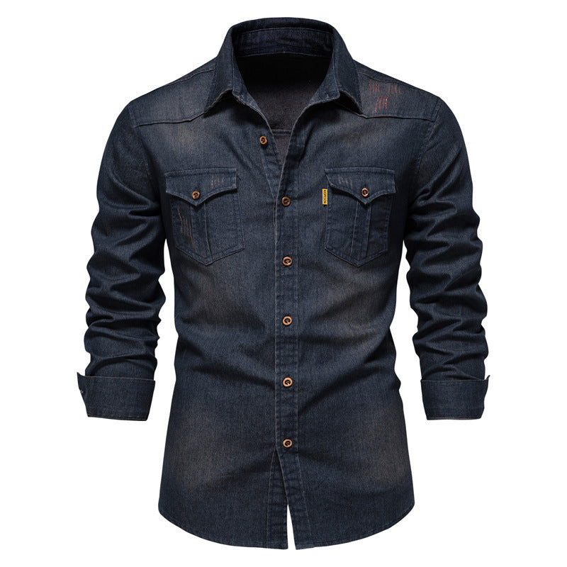 Levi -Zwart denim overhemd met stoere uitstraling