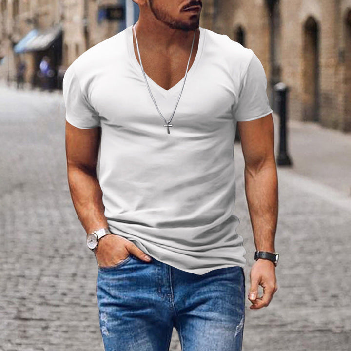 Arvid – Svart V-Hals T-shirt för Dagligt Komfort