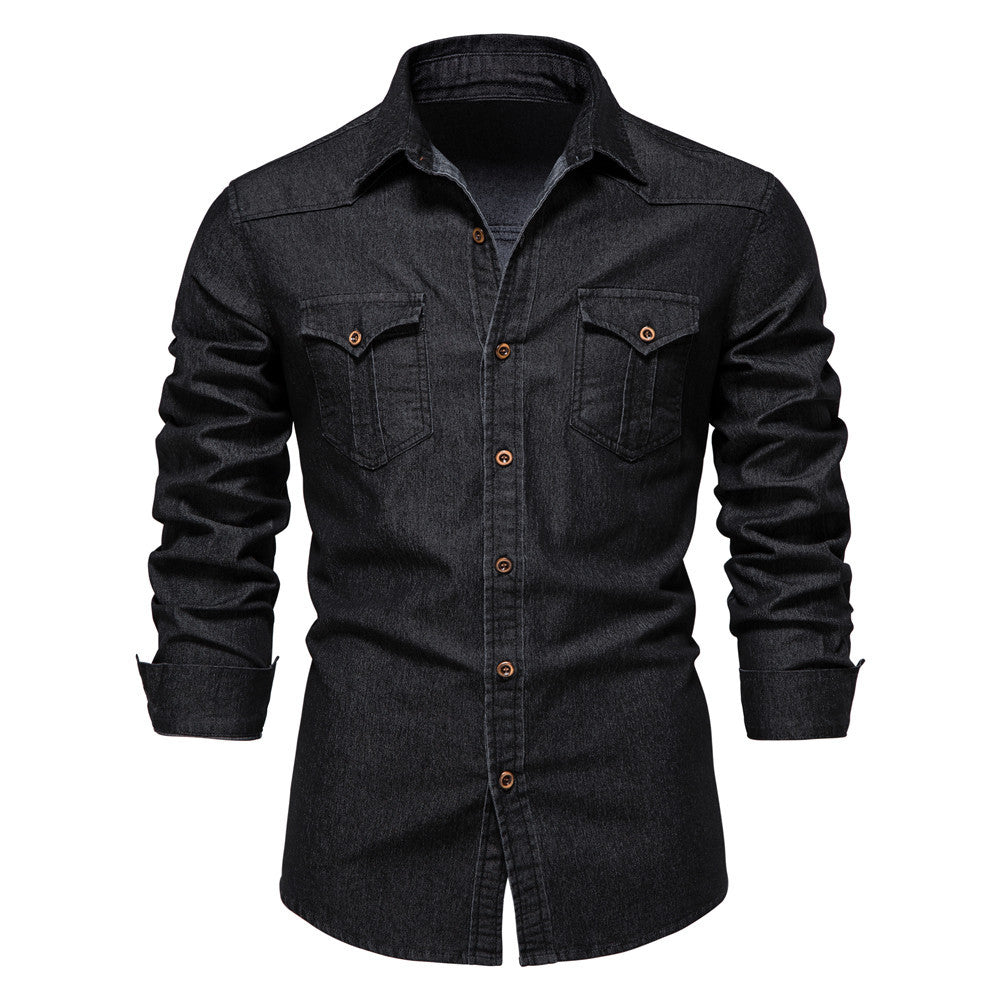 Levi -Zwart denim overhemd met stoere uitstraling