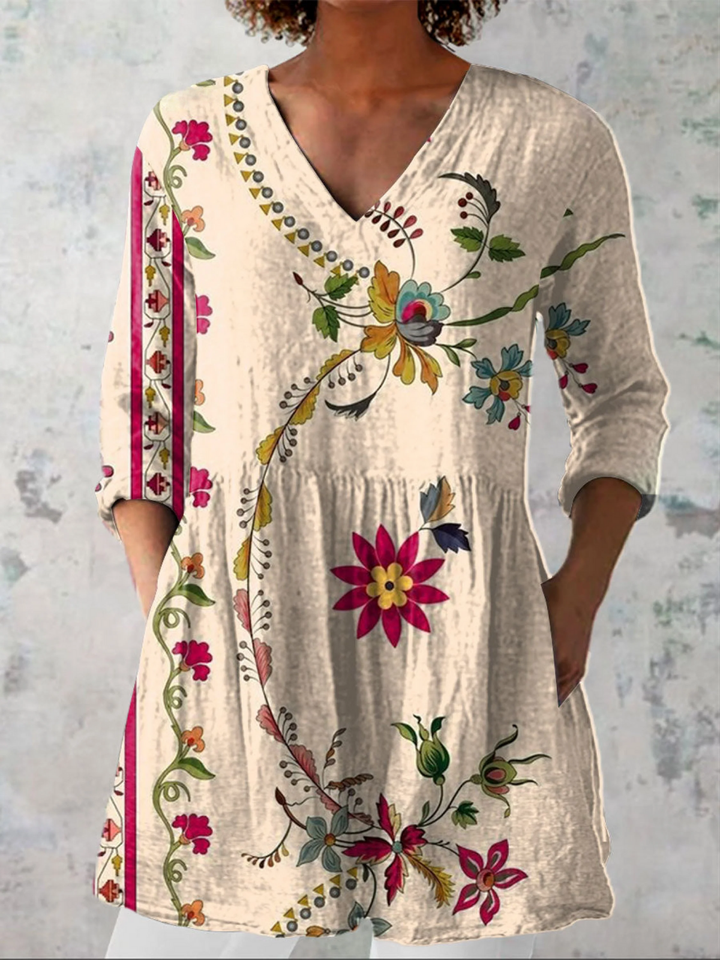 Lara - Long Blouse with Bold Pattern