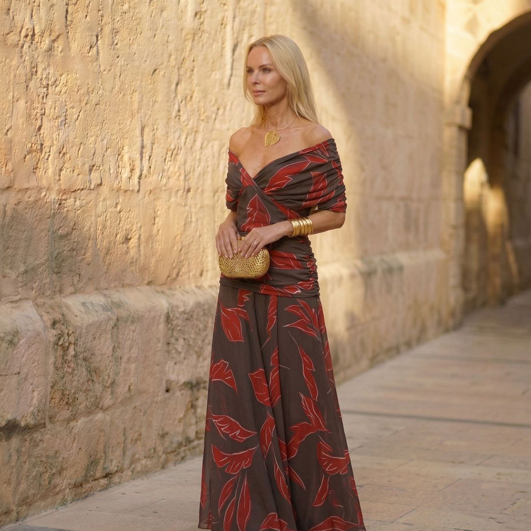 Poppy Elegant Leaf Print Dress
