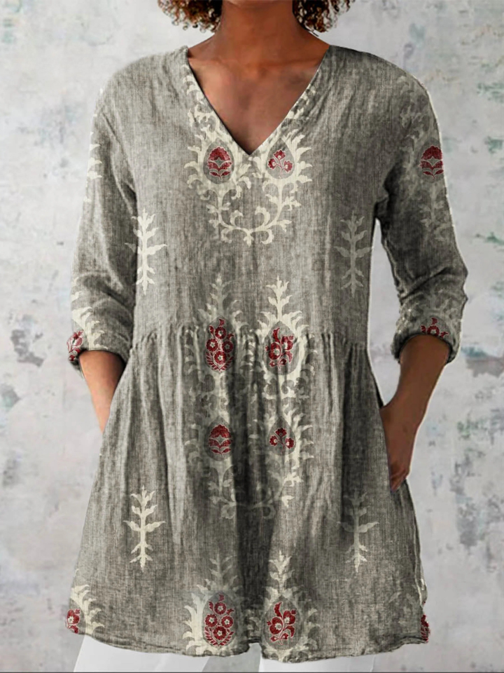 Via - Long Blouse with Bold Pattern