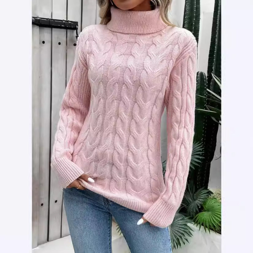 Havina Stickad polotröja med fint kabelmönster