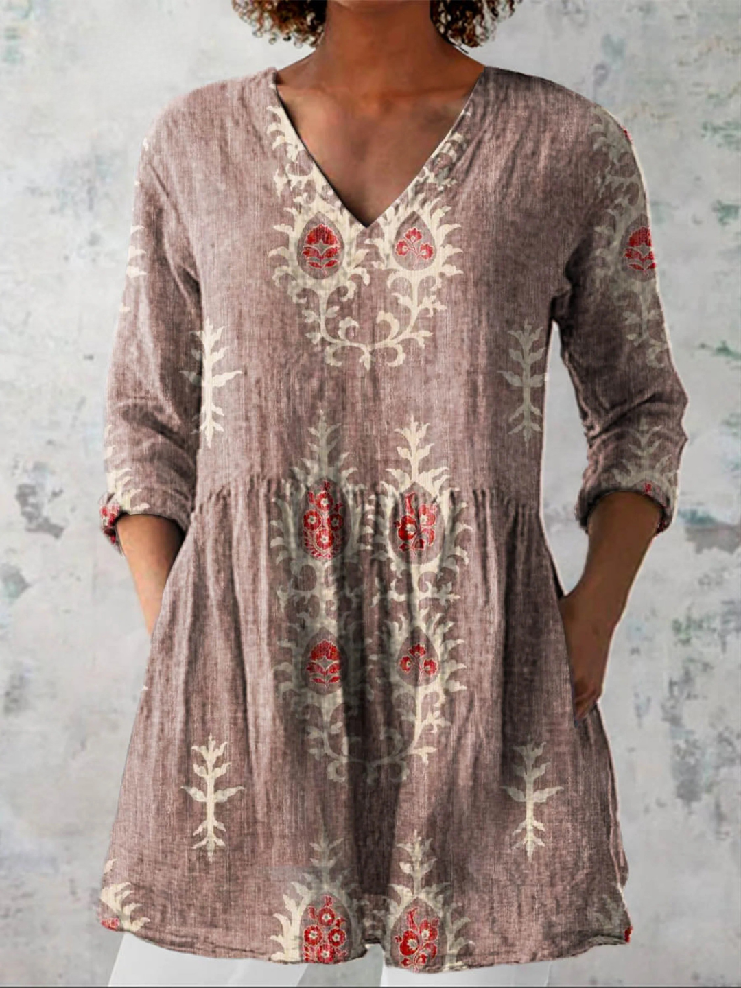 Via - Long Blouse with Bold Pattern