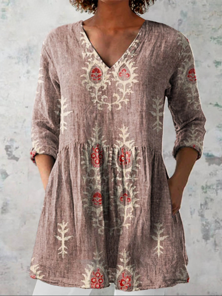 Via - Long Blouse with Bold Pattern