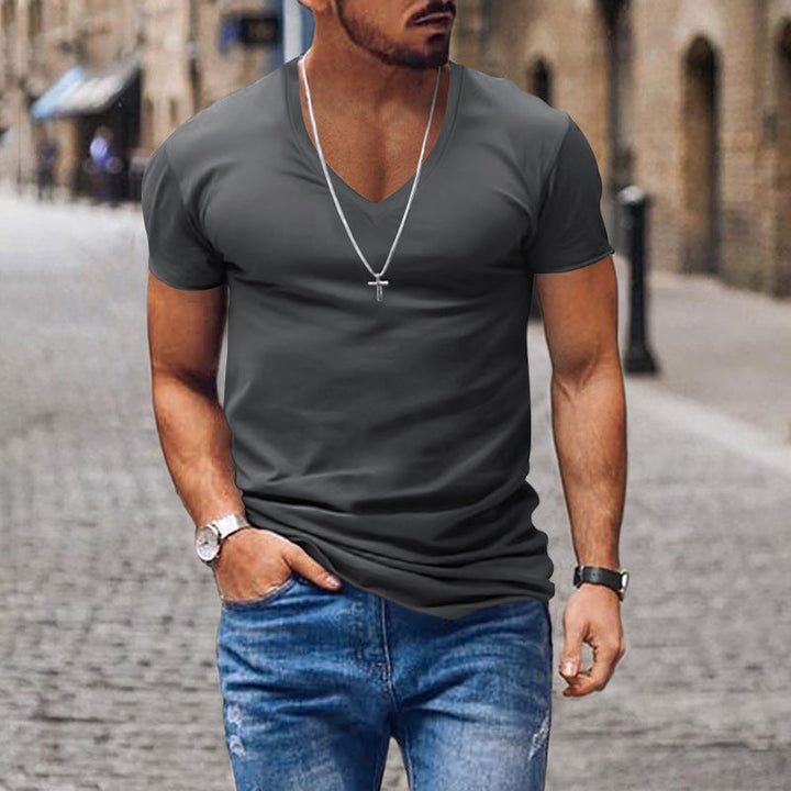 Arvid – Svart V-Hals T-shirt för Dagligt Komfort