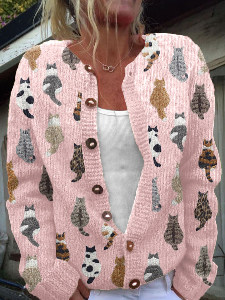 Charlotte Cozy Cat Print Cardigan