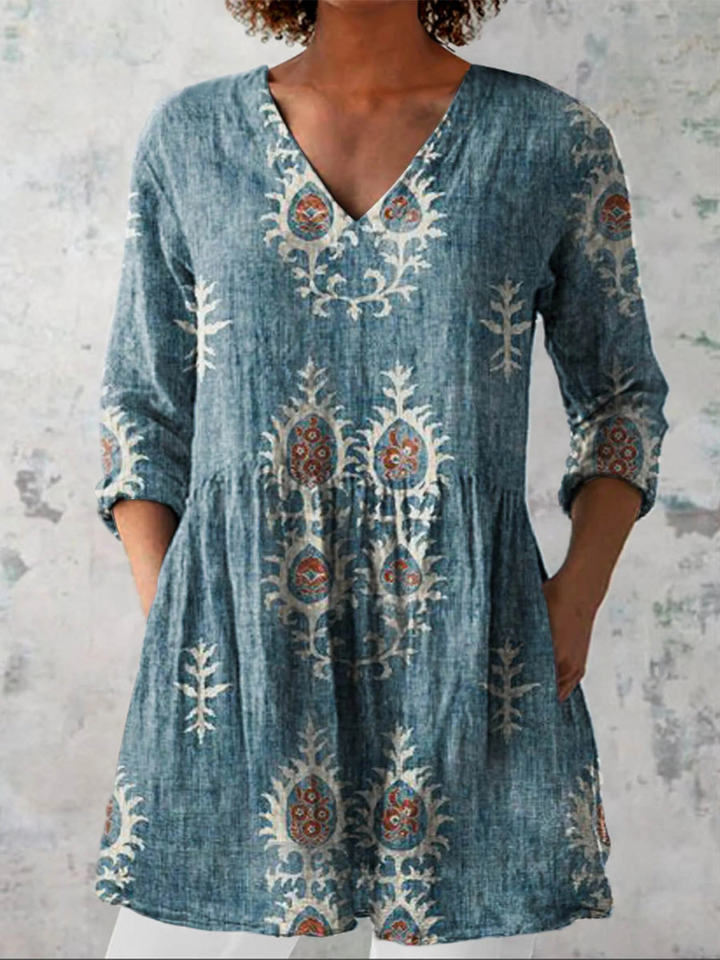 Via - Long Blouse with Bold Pattern