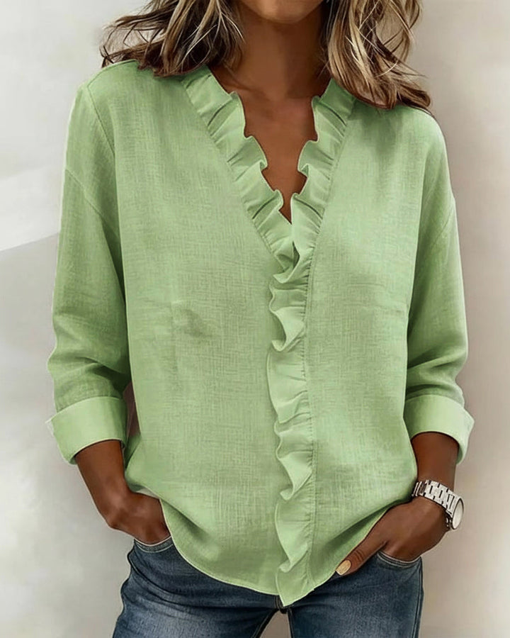 Velisse – Romantisk blus med eleganta volanger | 1+1 GRATIS idag