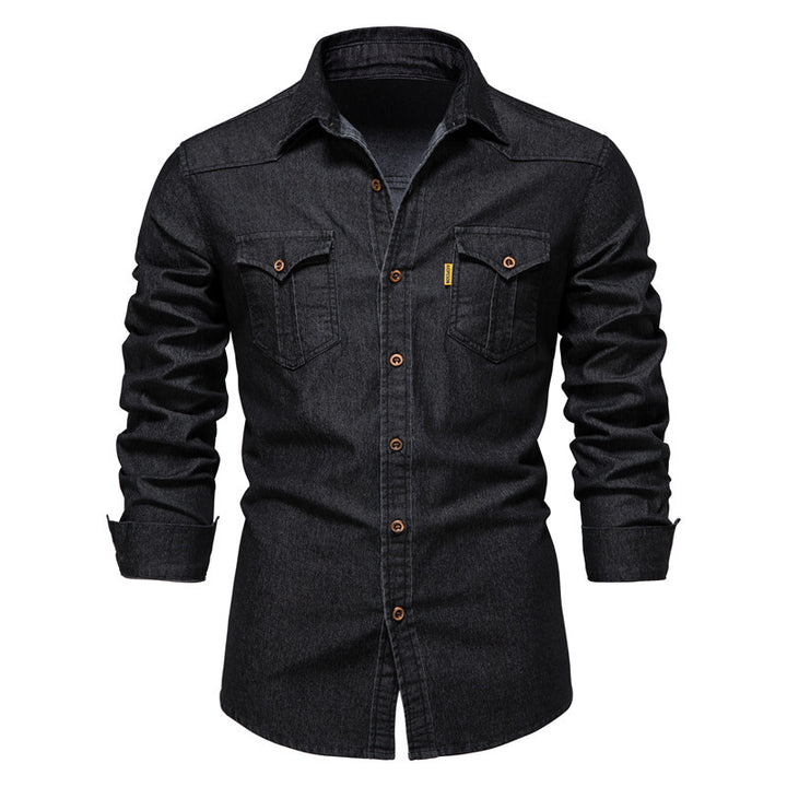 Levi -Zwart denim overhemd met stoere uitstraling