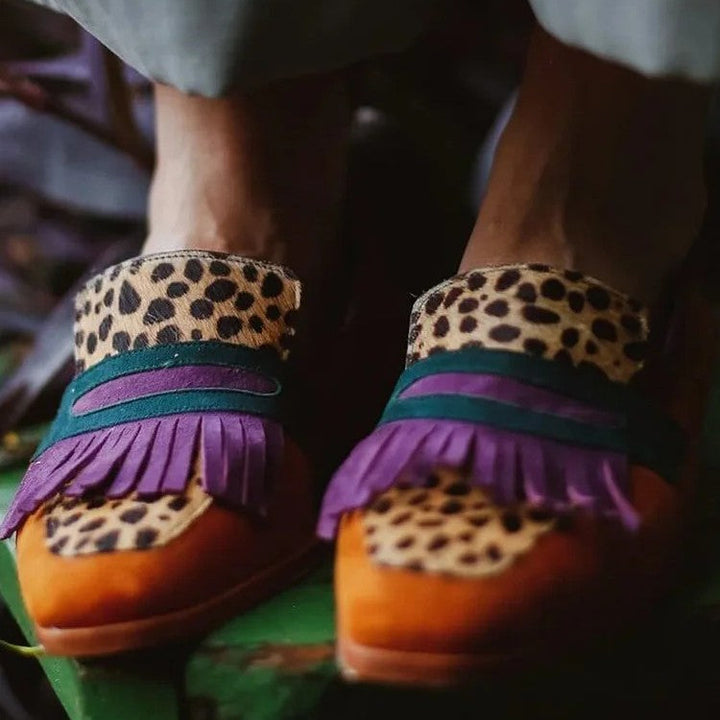 Zelma – Statement loafers med fransar och tryckdetaljer