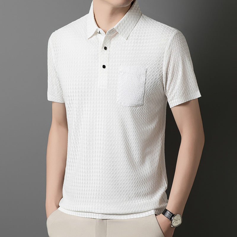 Riven – Textur Polo med bröstficka