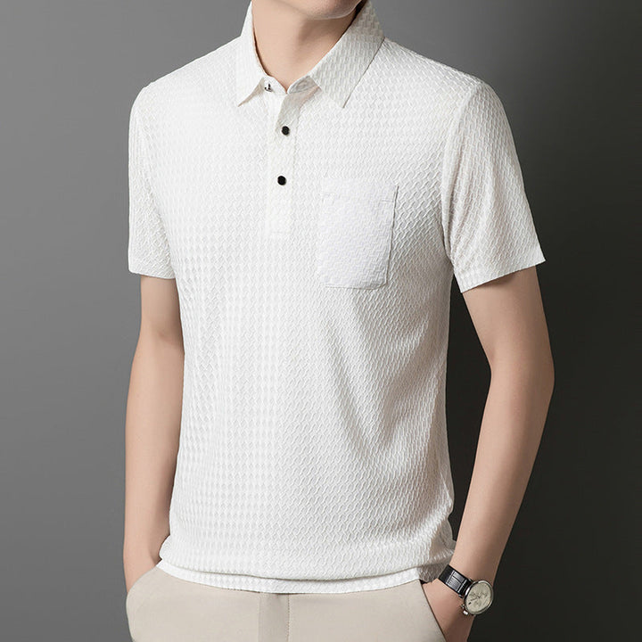 Riven – Textur Polo med bröstficka