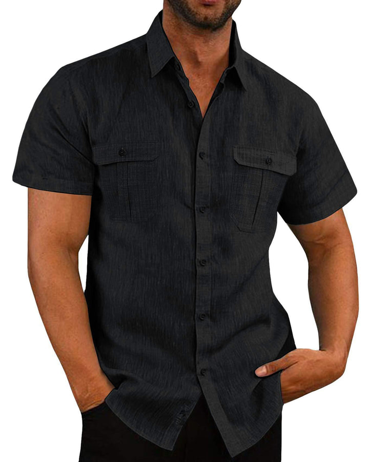 Orvin -Lichtblauw zomershirt met borstzakken