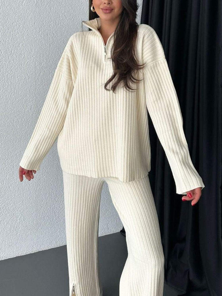 Livia - Bekvämt ribbstickat set för en stilren look