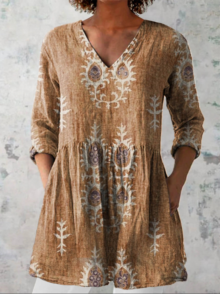 Via - Long Blouse with Bold Pattern