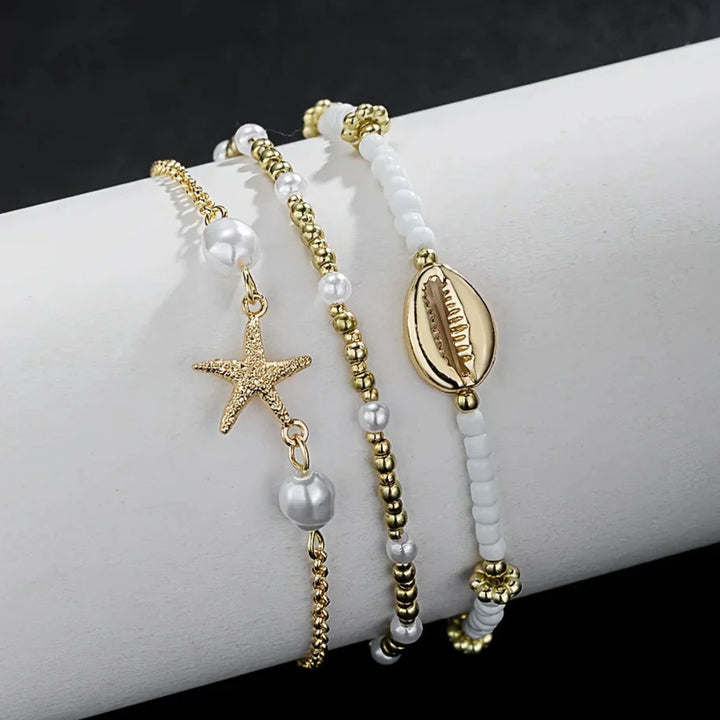 Gala Star Anklet Set | 3-Piece Waterproof Alloy Bohemian
