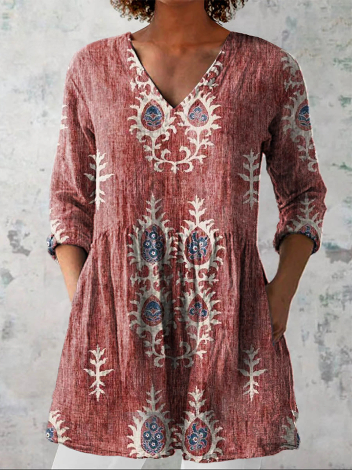Via - Long Blouse with Bold Pattern