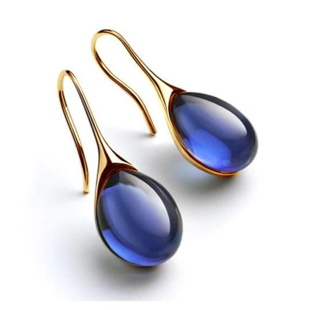 Gala Gold Drop Earrings | Elegant Teardrop Design with Crystal Inlay