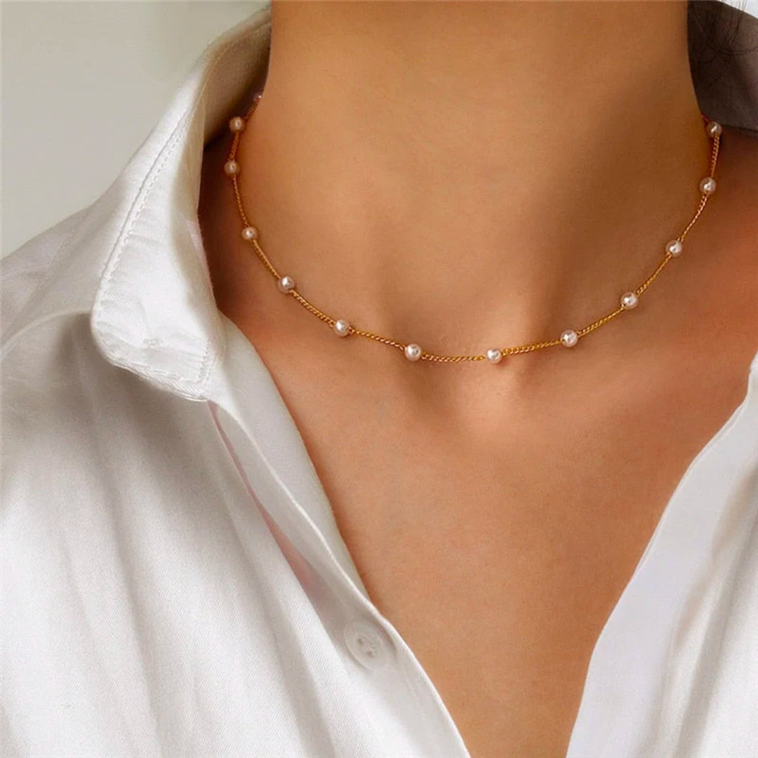 Serene Pearl Necklace | Gold Alloy, Adjustable 35+5cm