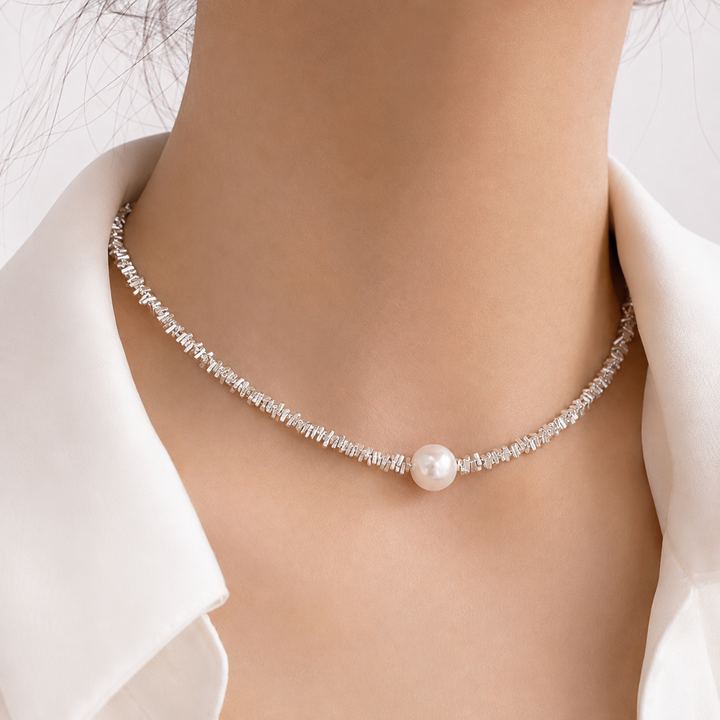 Elysia Pearl Necklace | 925 Silver Clavicle Chain with Mother Pearl Pendant