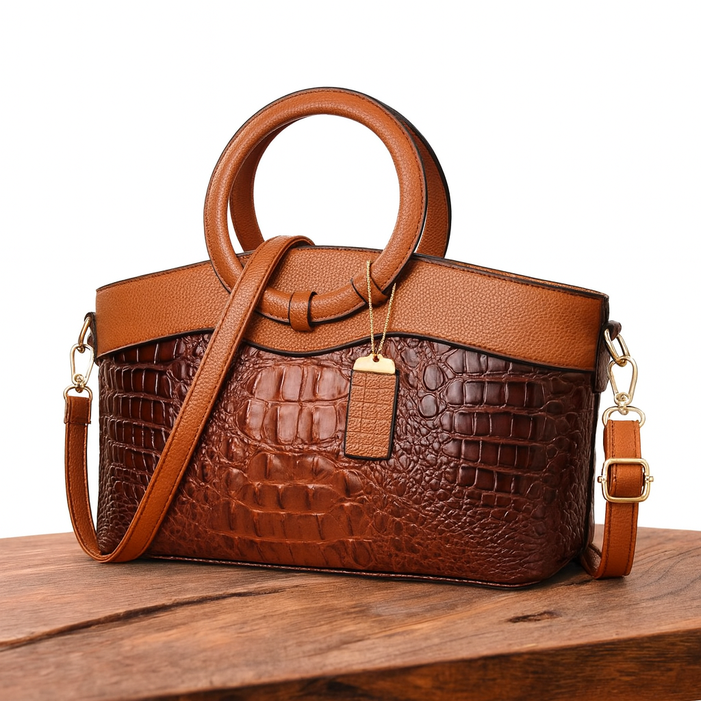 Amalia – Bicolor Crocodile Texture Handbag