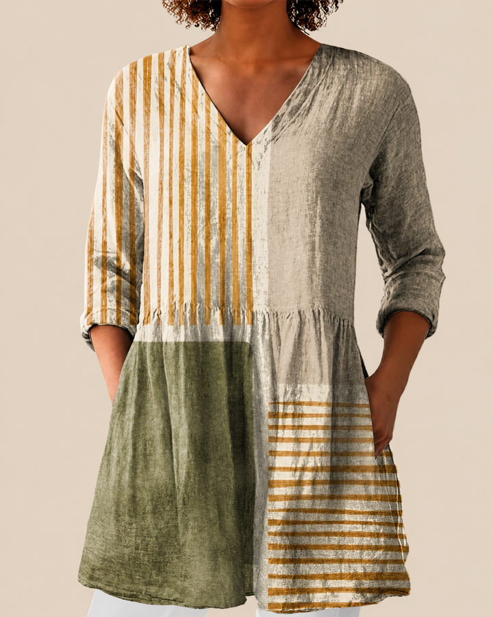 Urduja - Long Blouse with Bold Pattern