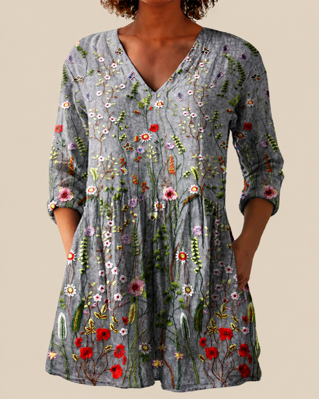 Ilya - Long Blouse with Bold Pattern