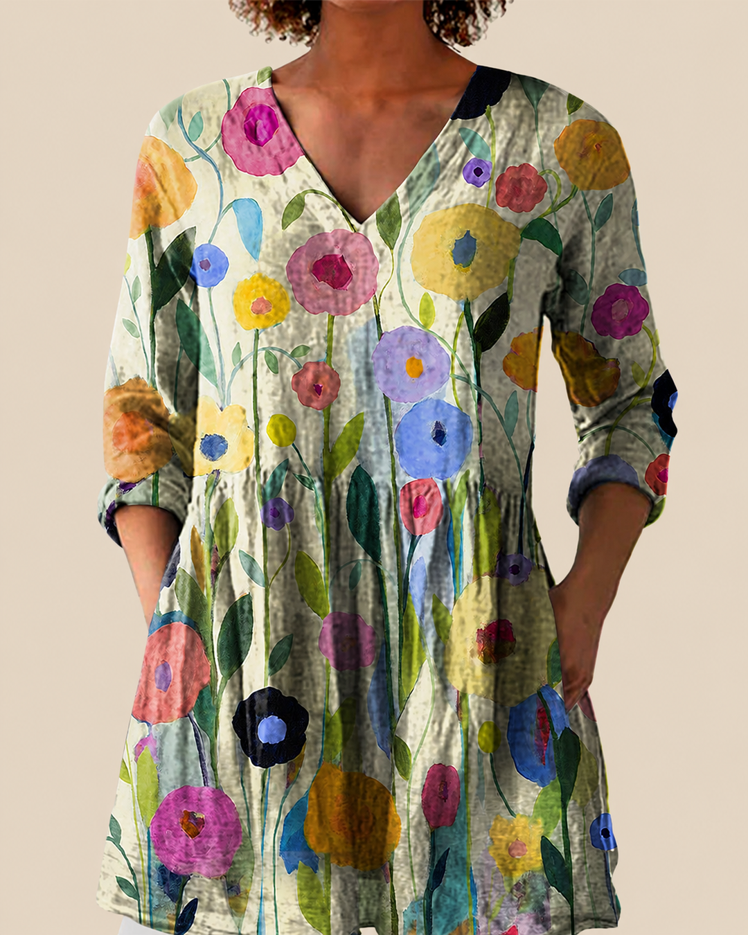 Kyrie - Long Blouse with Bold Pattern