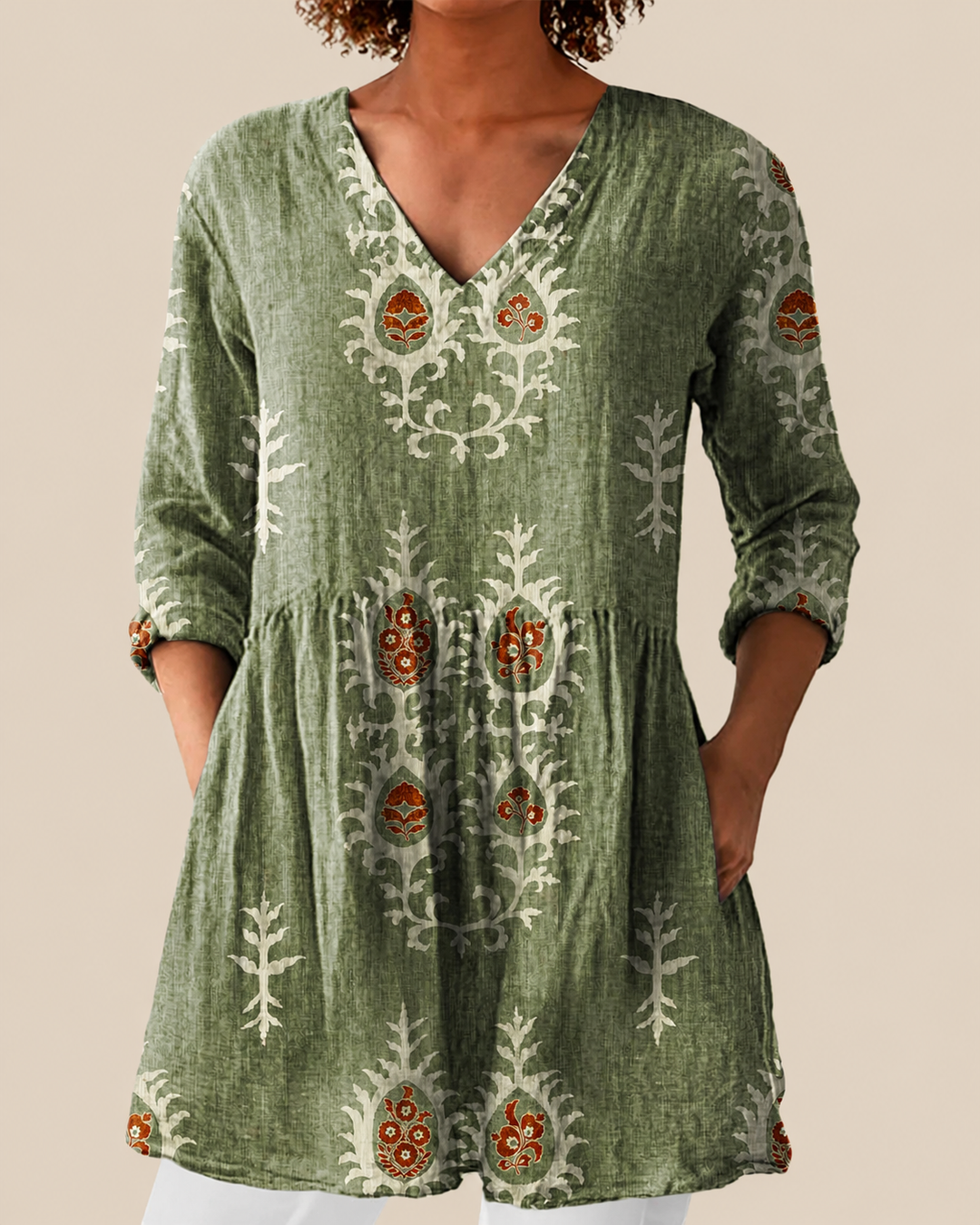 Via - Long Blouse with Bold Pattern