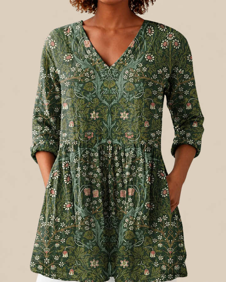 Ada - Long Blouse with Bold Pattern