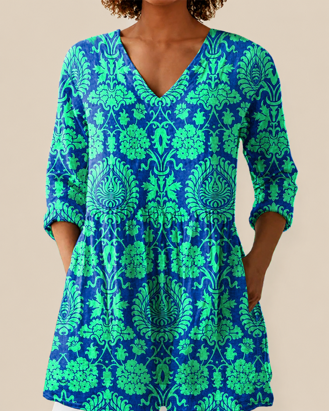 Sonia - Long Blouse with Bold Pattern