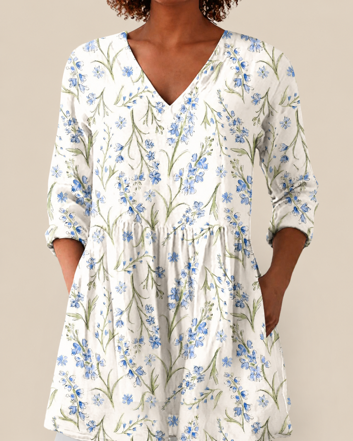 Elle - Long Blouse with Bold Pattern