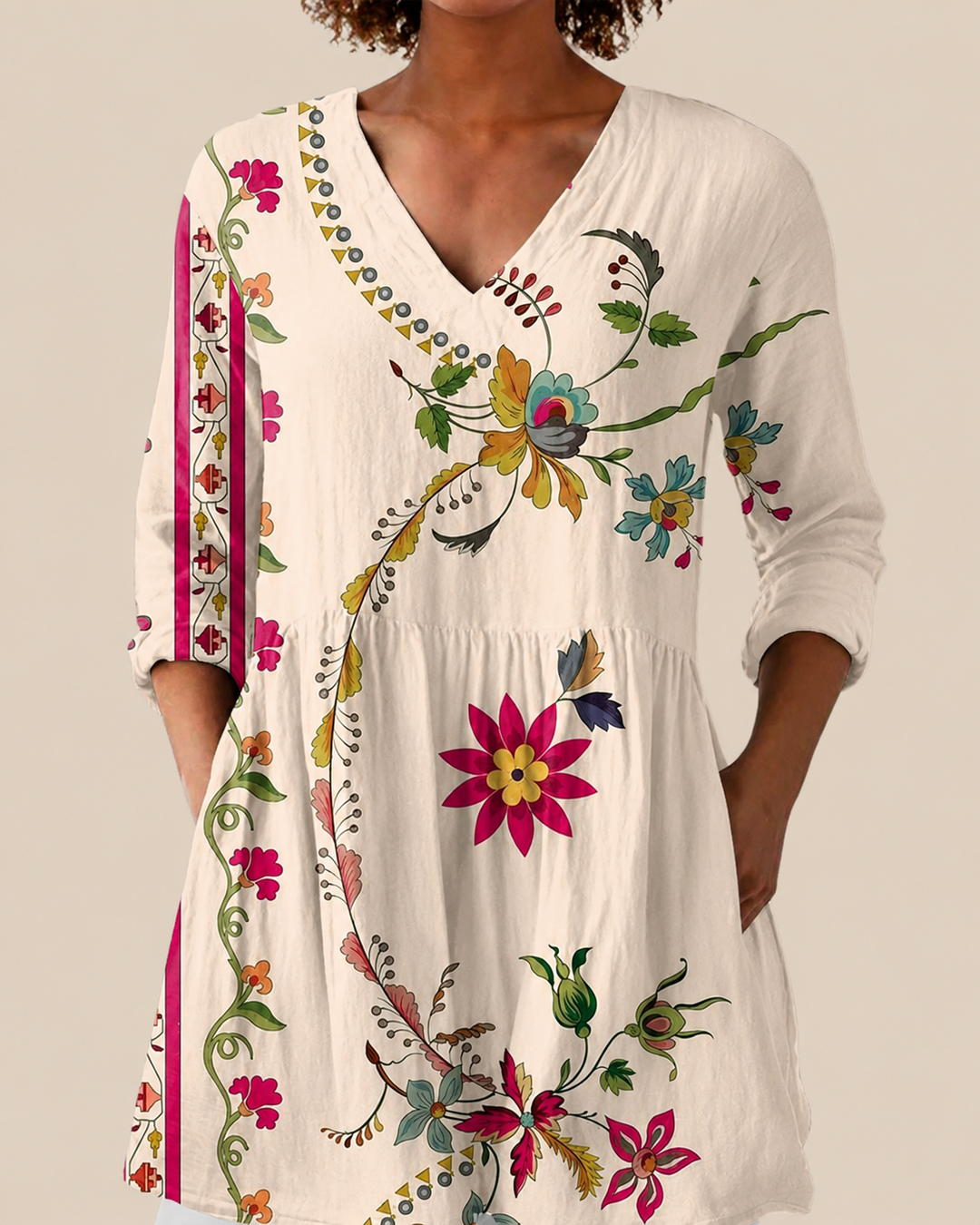Lara - Long Blouse with Bold Pattern