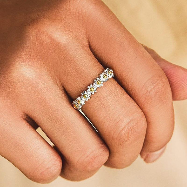 Dalia Adjustable Ring | Silver-Tone Copper with Hand-Painted Enamel